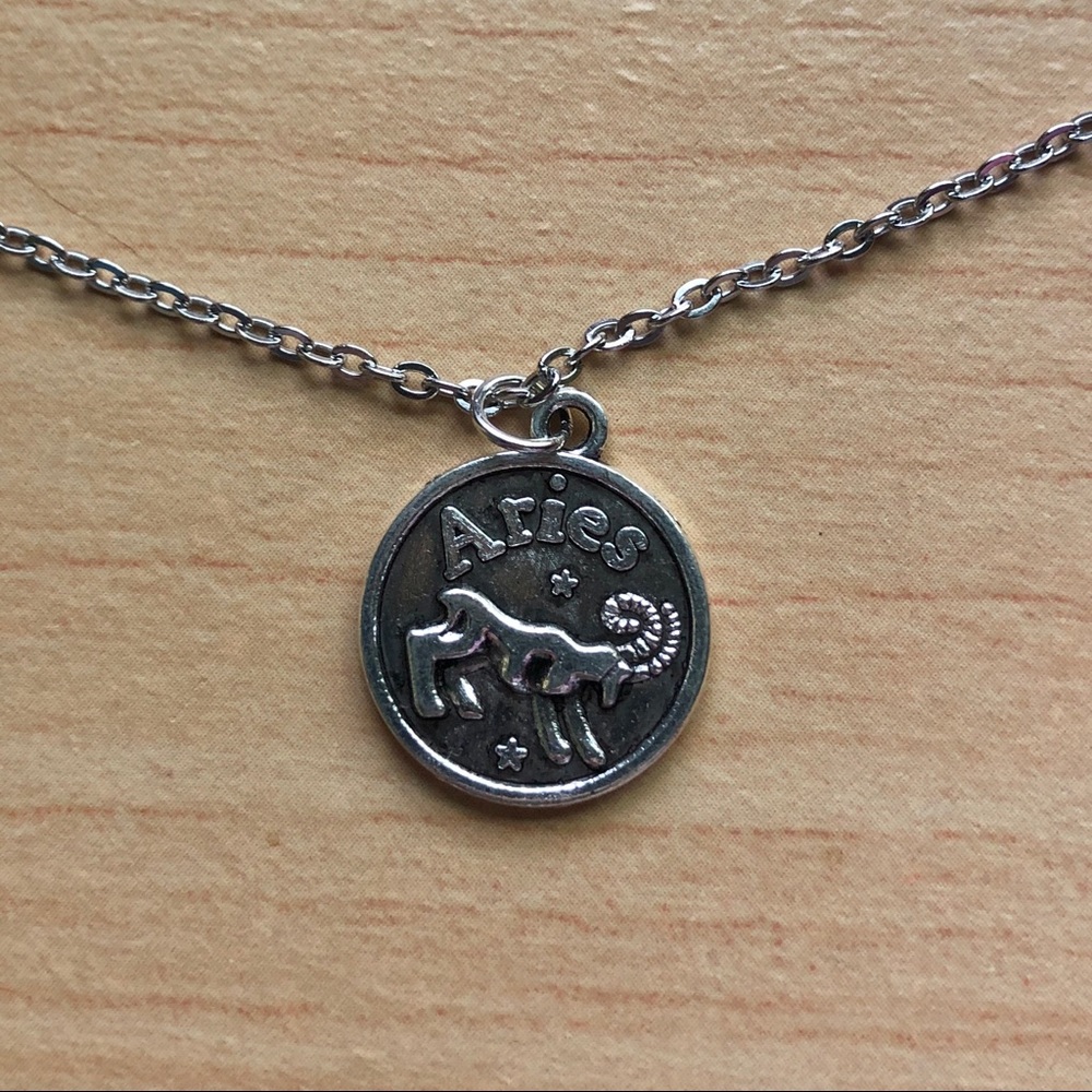 NWT Handmade Aries Zodiac Antique Silver Coin Necklace